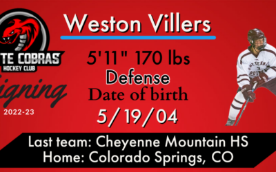 Top draft pick Weston Villers joins Cobras