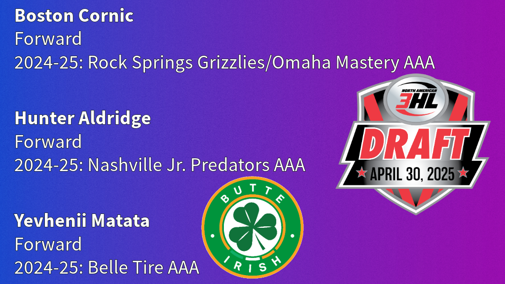 Irish select trio in NA3HL Draft